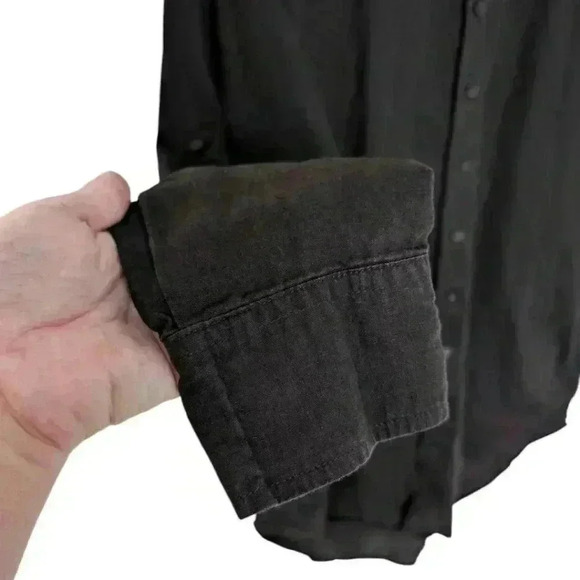 Onia Standard Long Sleeve Linen Blend Shirt Button Down Black Men's size Small - Picture 9 of 15